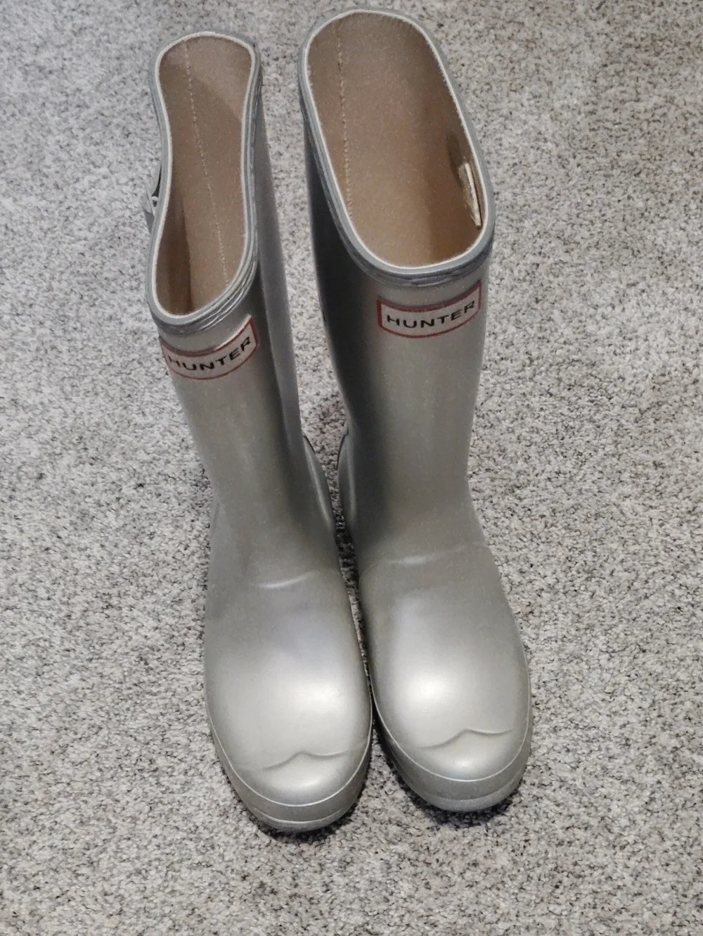 Hunter Kids Metallic Silver Tall Rain Boots